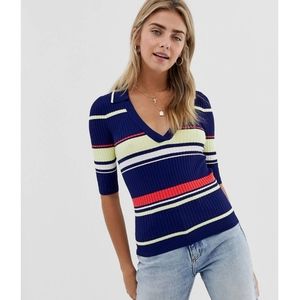 Miss Selfridge Stretchy V-Neck Top